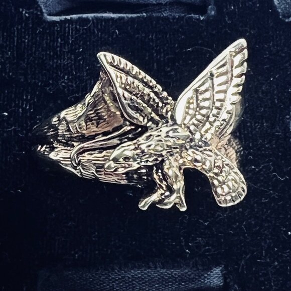 Vintage 18k HGE Men's Flying Eagle Ring (R415) - Picture 2 of 8